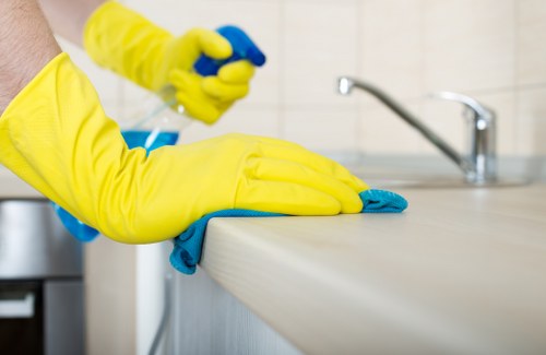 Technician removing dust and allergens from a mattress